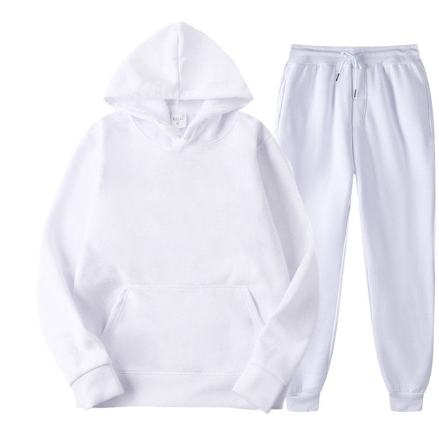 Solid Color Casual Hoodies & Pants