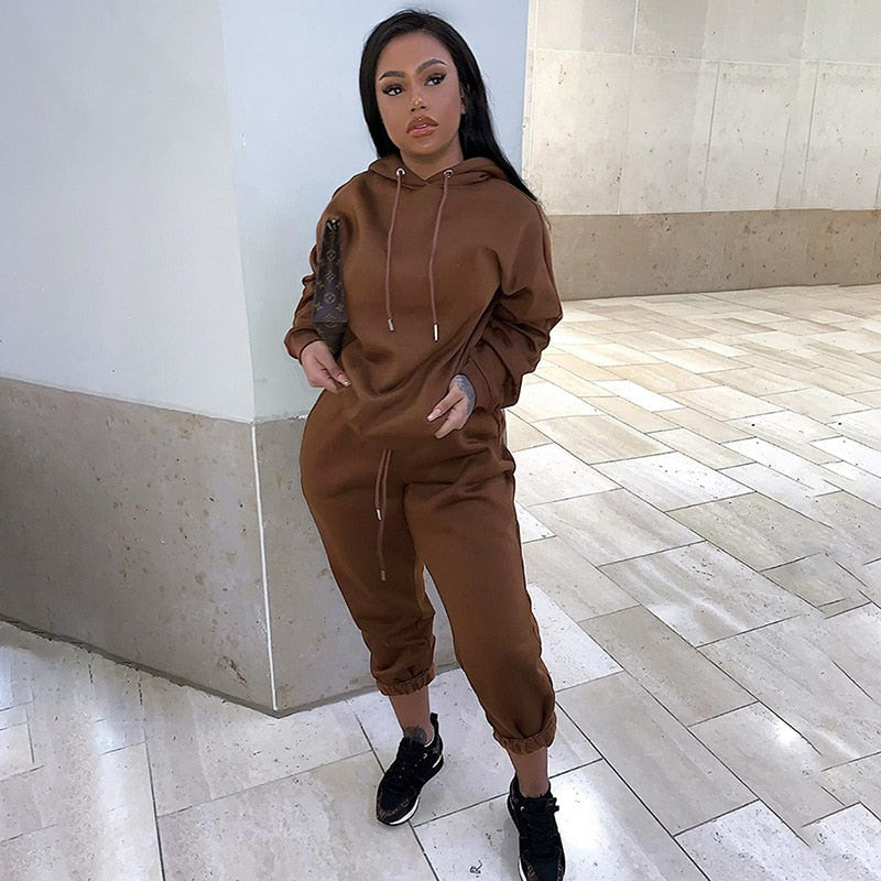 Crop Top Hoodie and Sweatpants