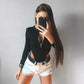 Women’s Solid Fashion Zipper Bodysuits