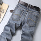 New Men's Classic Style Advanced Stretch Regular Fit Denim Grey Blue Jeans
