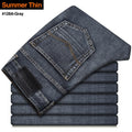 New Men's Classic Style Advanced Stretch Regular Fit Denim Grey Blue Jeans