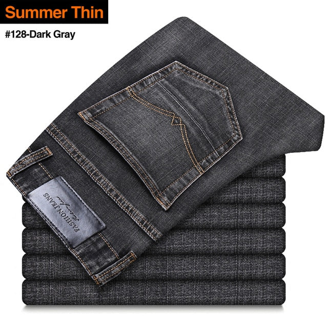New Men's Classic Style Advanced Stretch Regular Fit Denim Grey Blue Jeans
