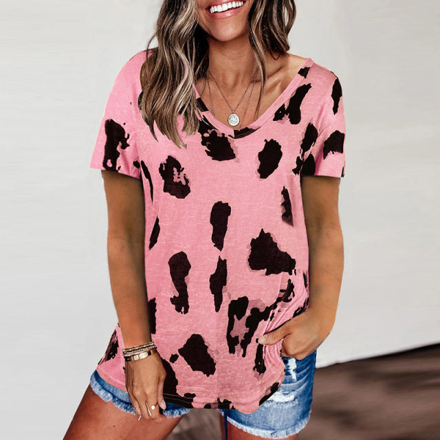 Leopard V Neck Top