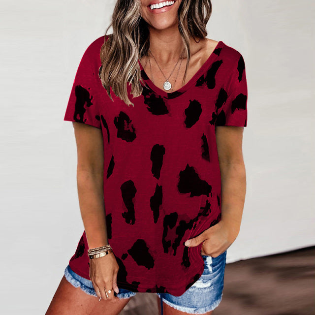 Leopard V Neck Top