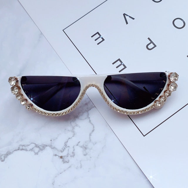 Diamond Cat Eye Sunglasses Diamond White / United States