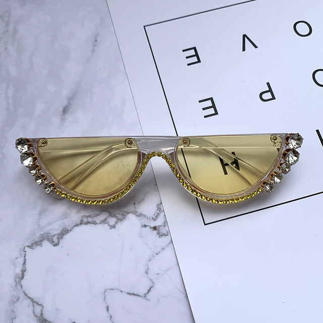 Designer Cat Eye Sunglasses For Women: Elegant Rhinestone Frame, Semi  Rimless Design, Sexy Style From Gvnml, $30.98 | DHgate.Com