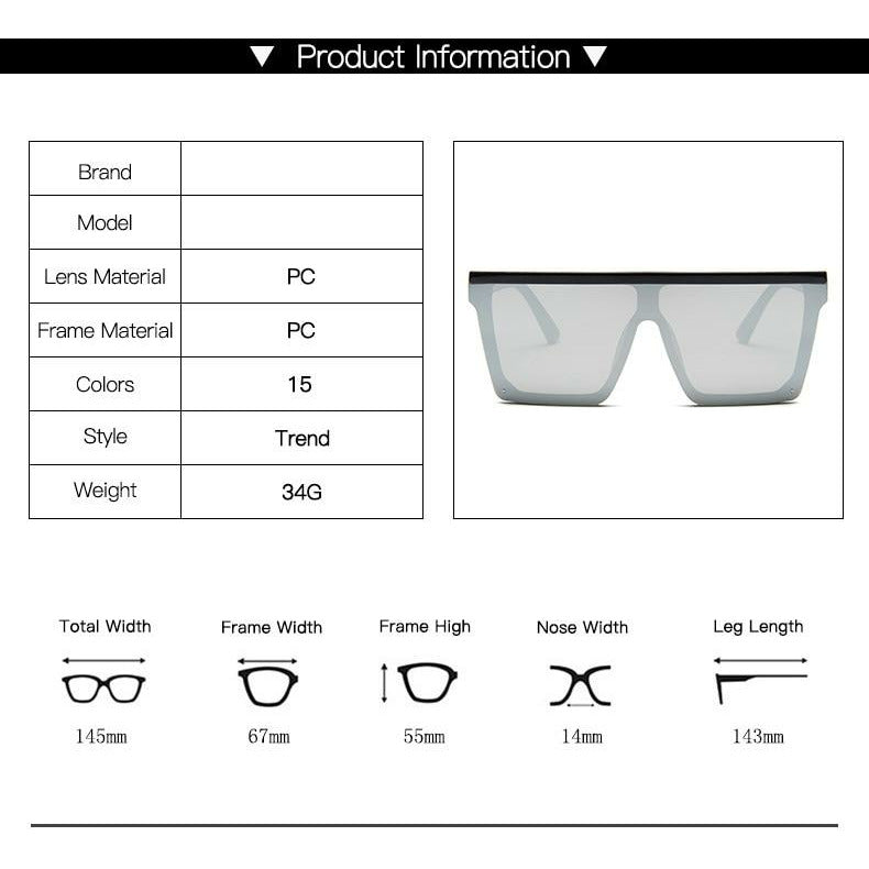 Vintage Square Flat Top Sunglasses