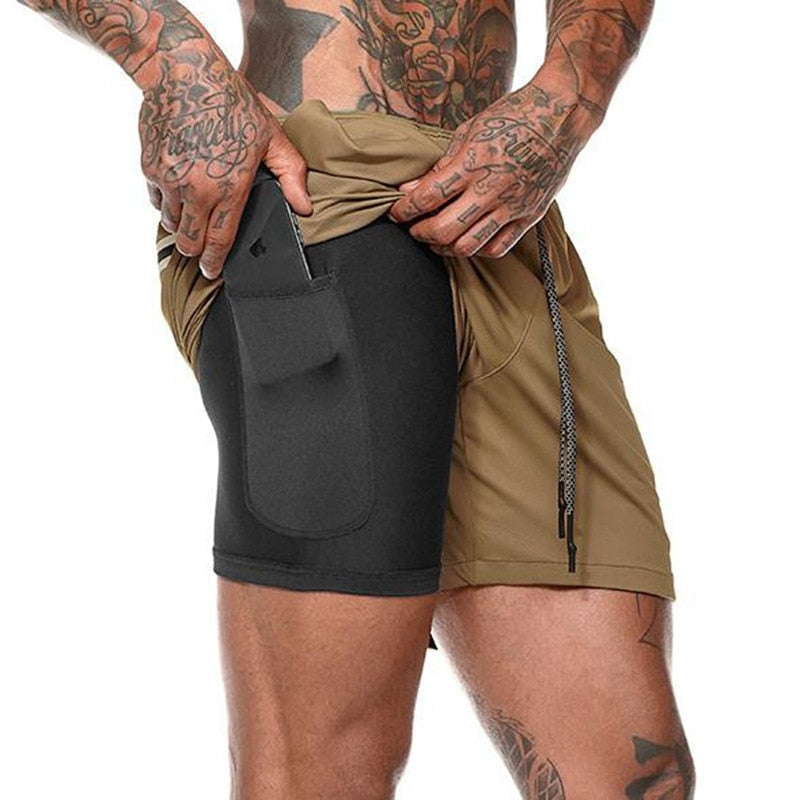 Two in one sports jogging fitness shorts