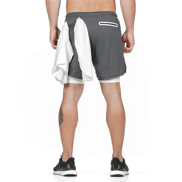 Two in one sports jogging fitness shorts