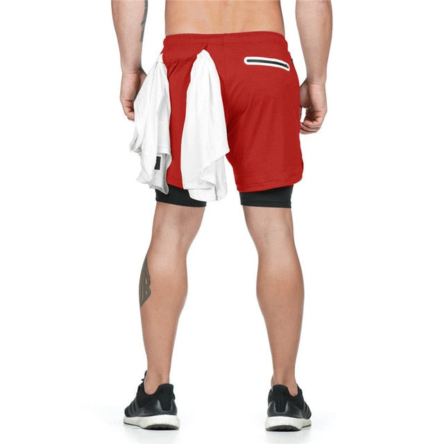 Two in one sports jogging fitness shorts