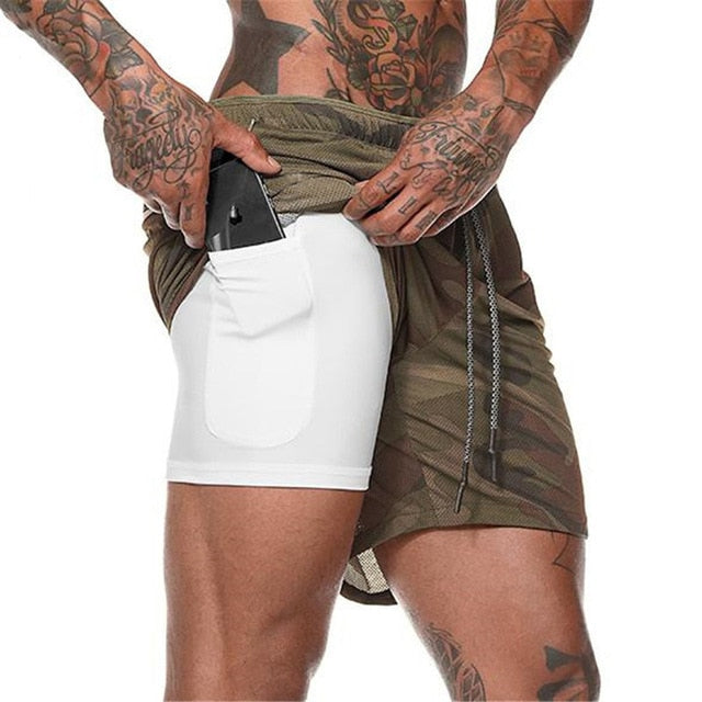 Two in one sports jogging fitness shorts