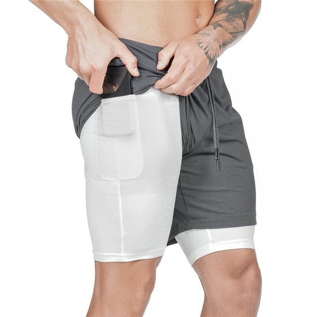 Two in one sports jogging fitness shorts