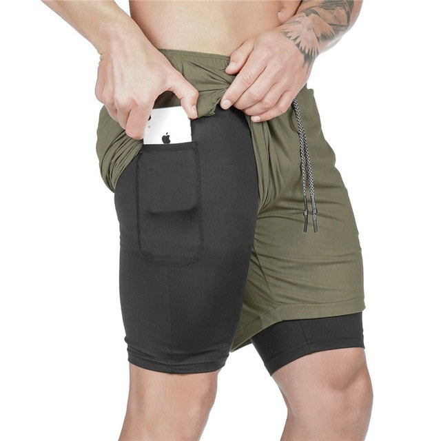 Two in one sports jogging fitness shorts