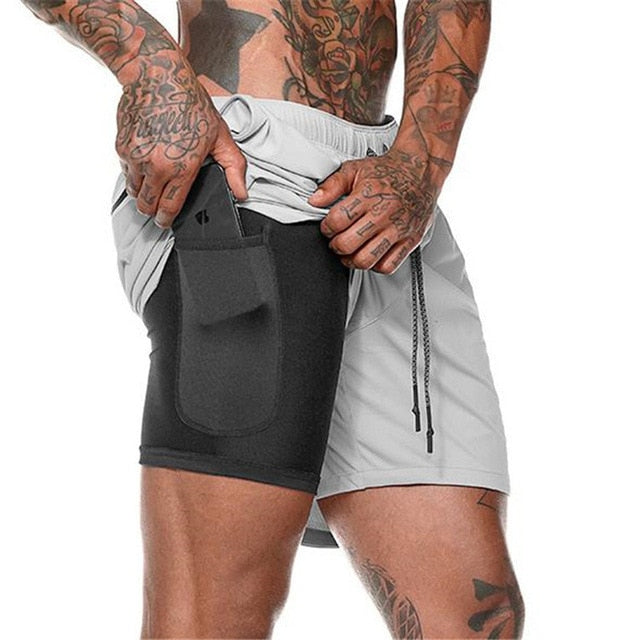 Two in one sports jogging fitness shorts