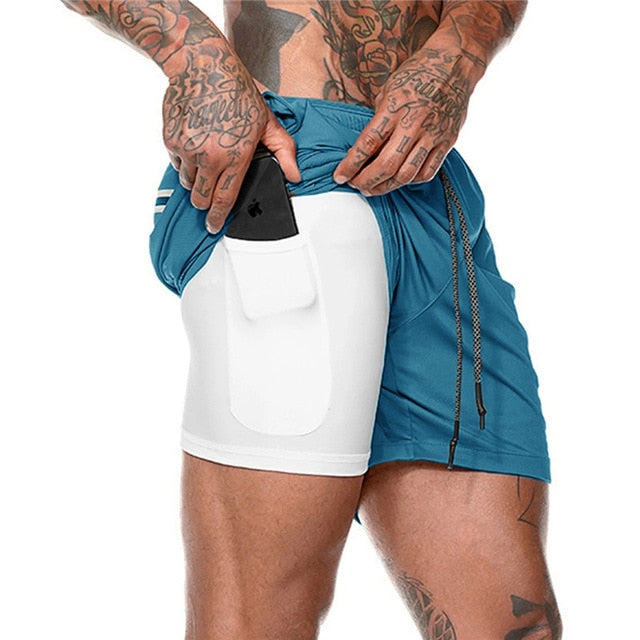 Two in one sports jogging fitness shorts