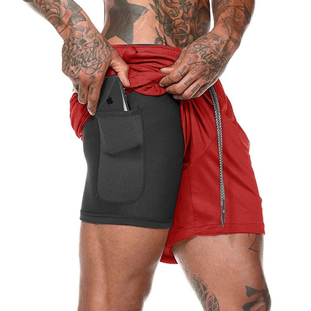 Two in one sports jogging fitness shorts