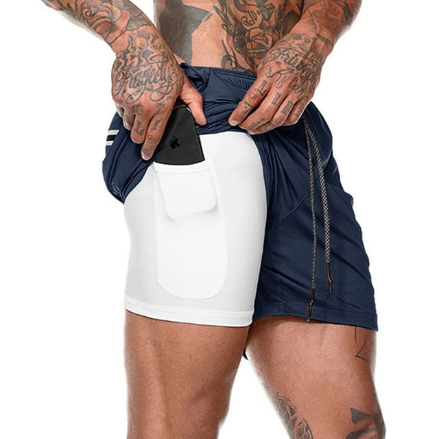 Two in one sports jogging fitness shorts