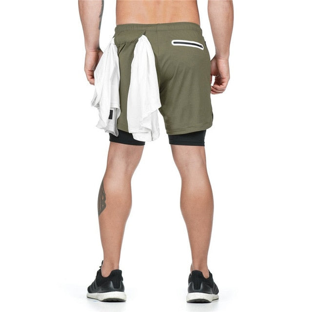 Two in one sports jogging fitness shorts