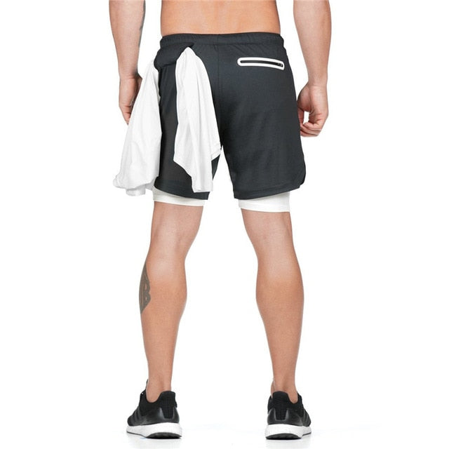 Two in one sports jogging fitness shorts