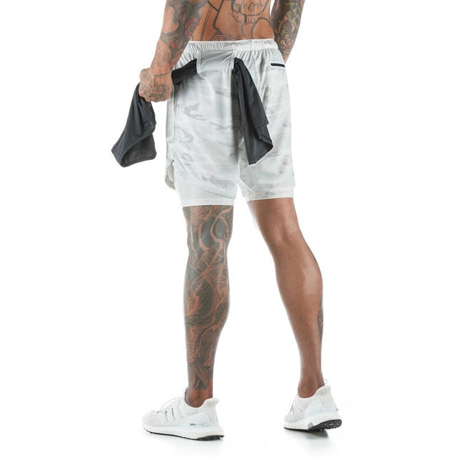 Two in one sports jogging fitness shorts