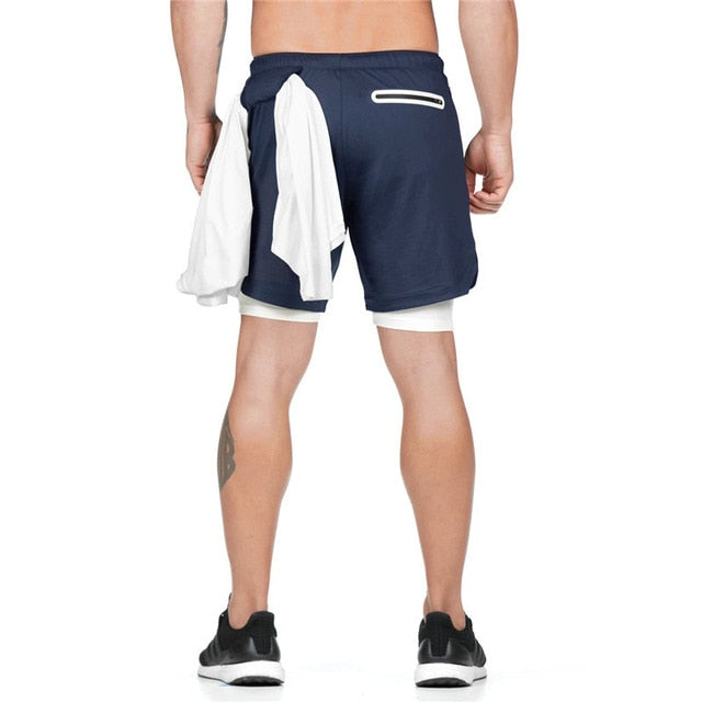 Two in one sports jogging fitness shorts