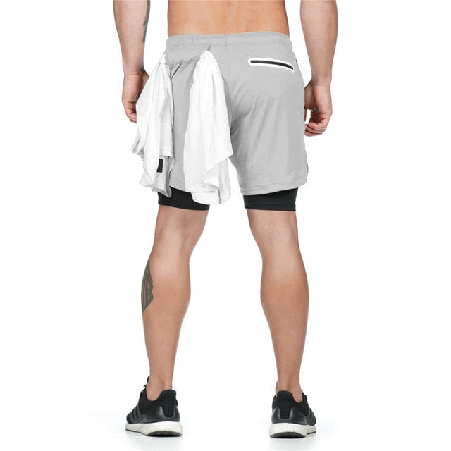 Two in one sports jogging fitness shorts