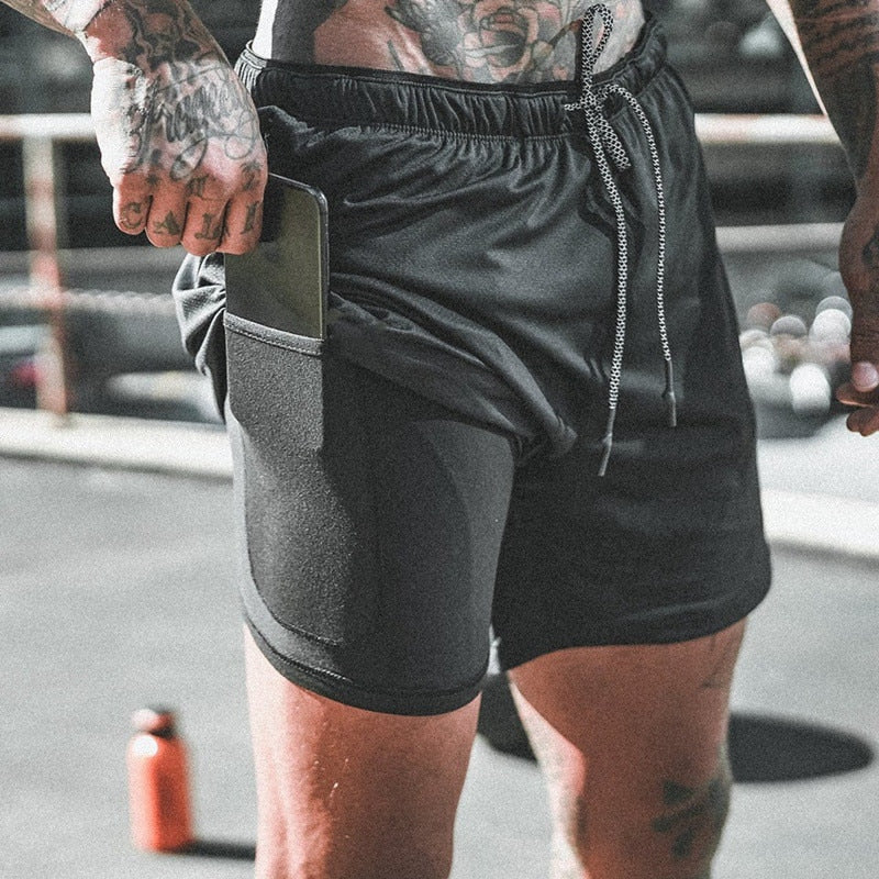 Two in one sports jogging fitness shorts
