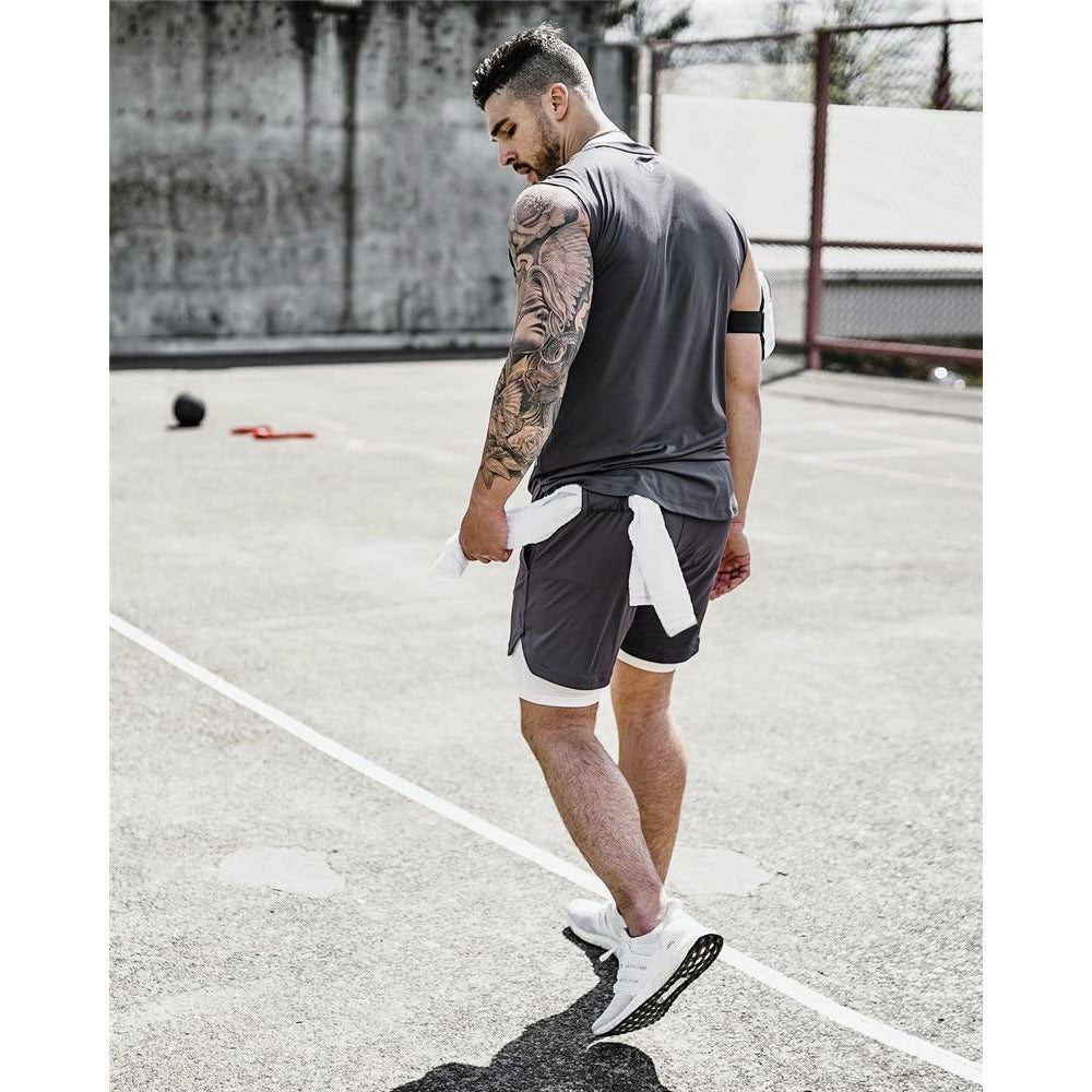 Two in one sports jogging fitness shorts