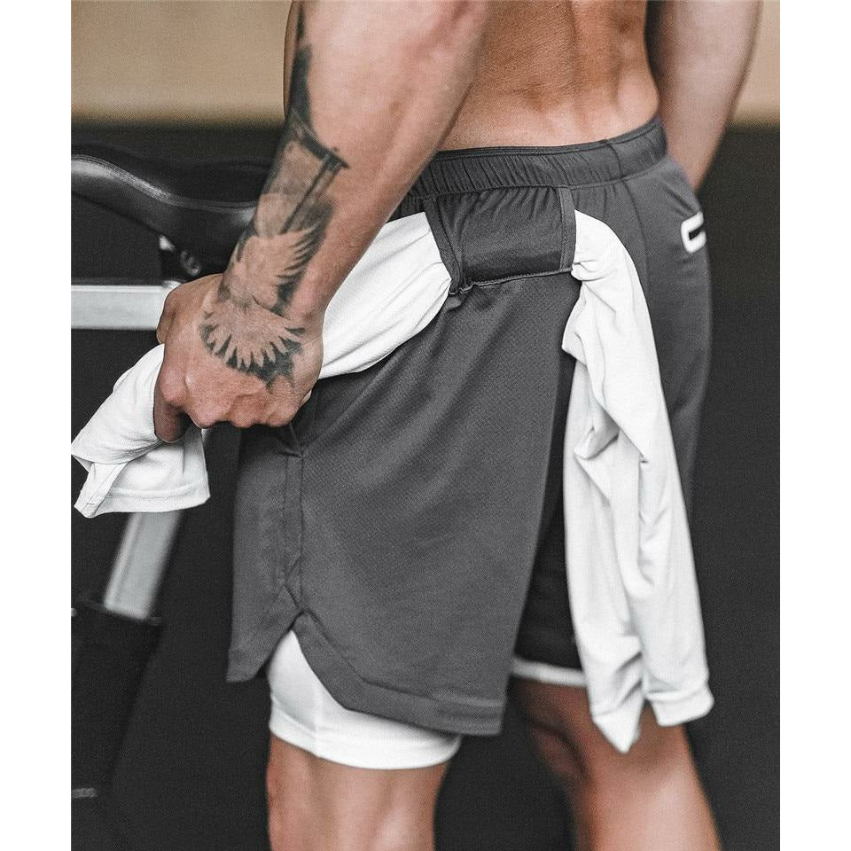 Two in one sports jogging fitness shorts