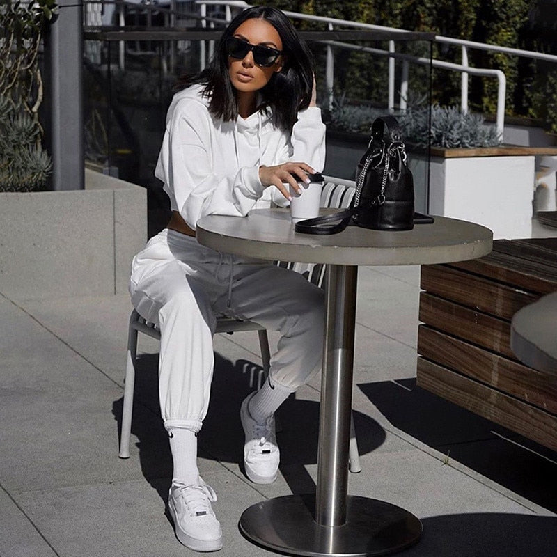 Crop Top Hoodie and Sweatpants