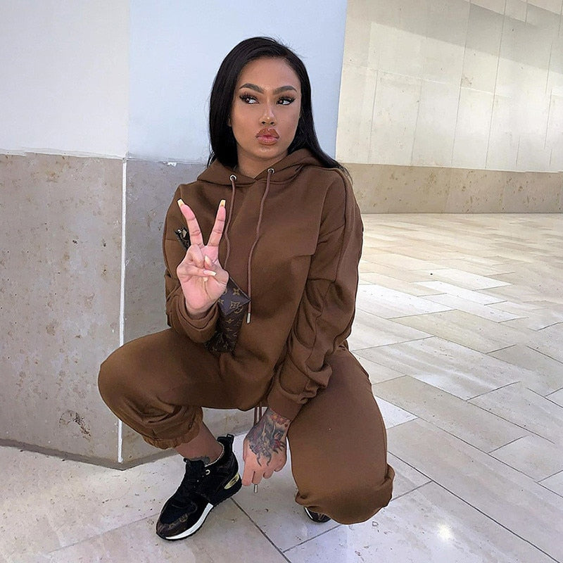 Crop Top Hoodie and Sweatpants