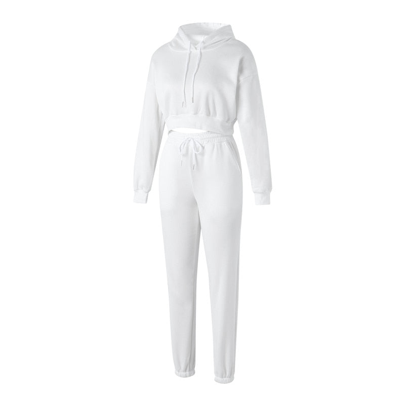 Crop Top Hoodie and Sweatpants