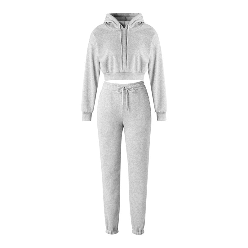 Crop Top Hoodie and Sweatpants