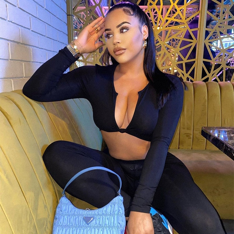 Drawstring crop top and leggings