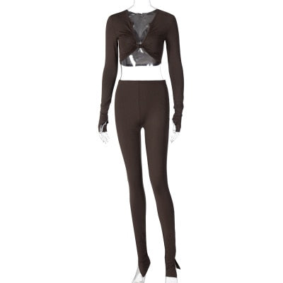 Drawstring crop top and leggings