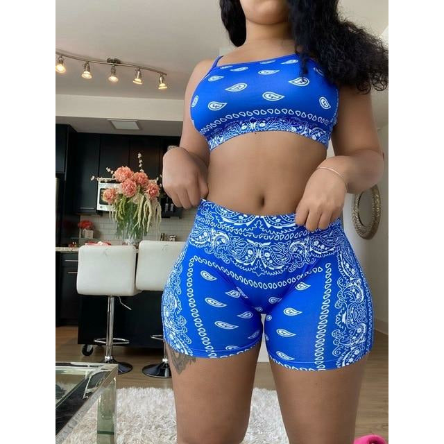 Graphic Bandana Two Piece Tracksuit Set
