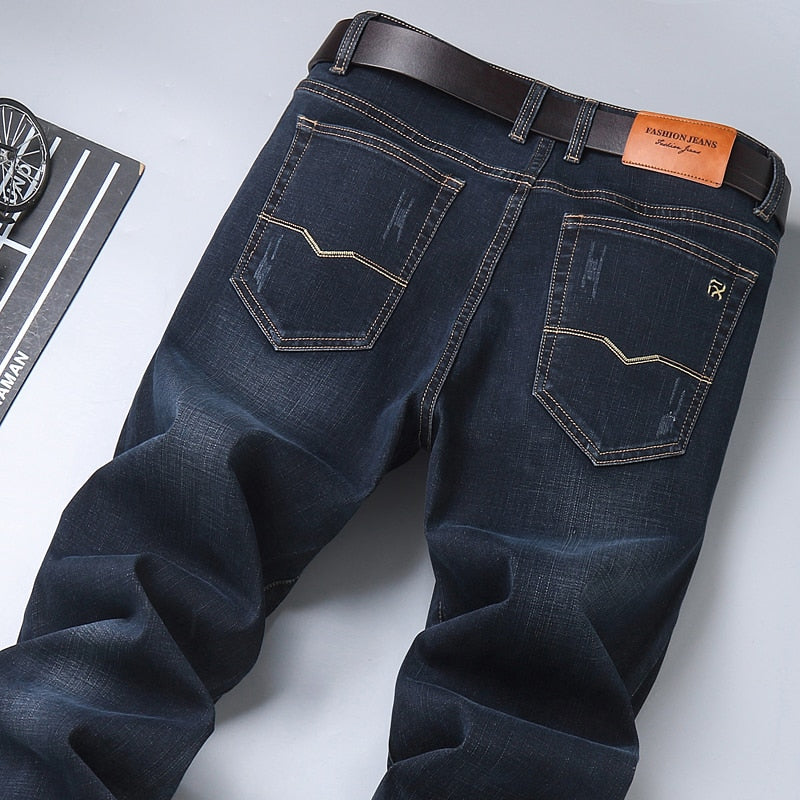 Spring New Classic Blue Black Slim-fit Jeans