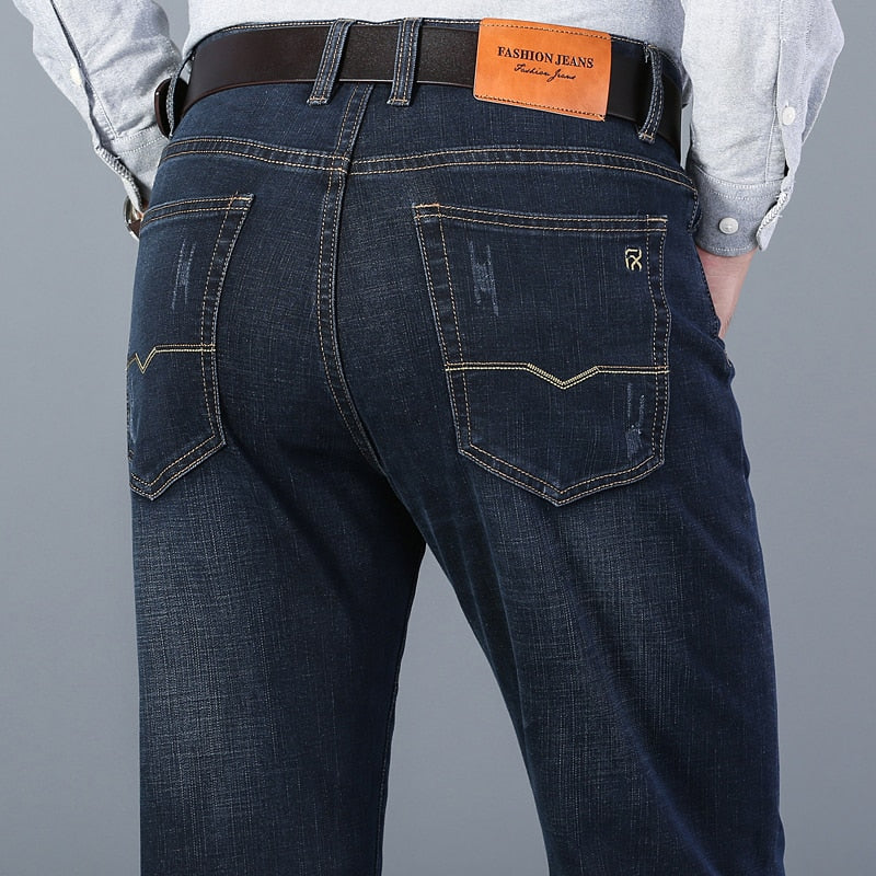 Spring New Classic Blue Black Slim-fit Jeans