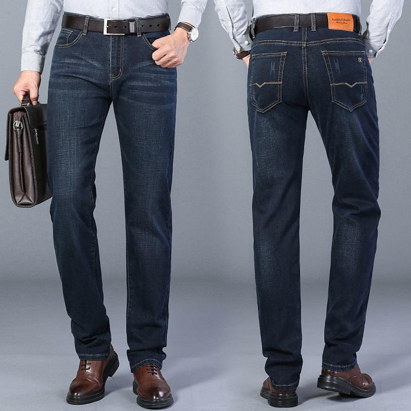 Spring New Classic Blue Black Slim-fit Jeans