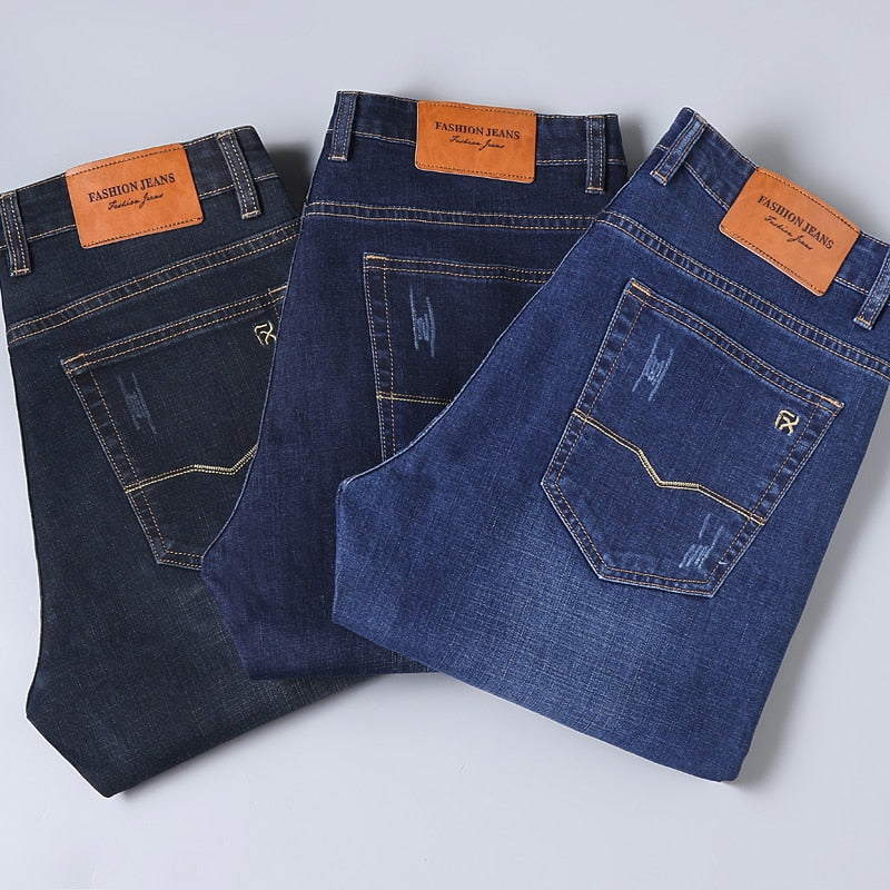 Spring New Classic Blue Black Slim-fit Jeans