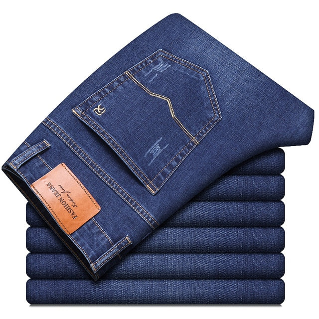 Spring New Classic Blue Black Slim-fit Jeans