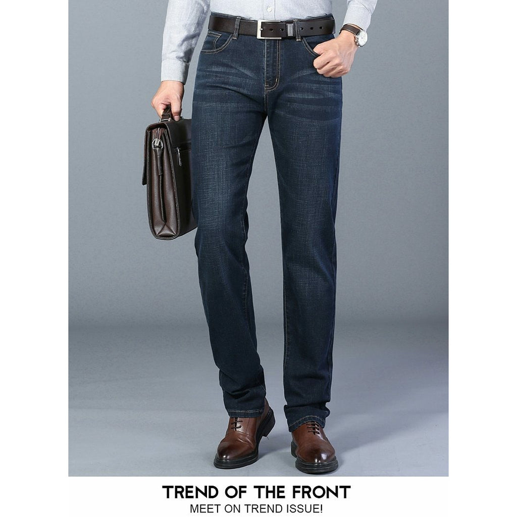 Spring New Classic Blue Black Slim-fit Jeans