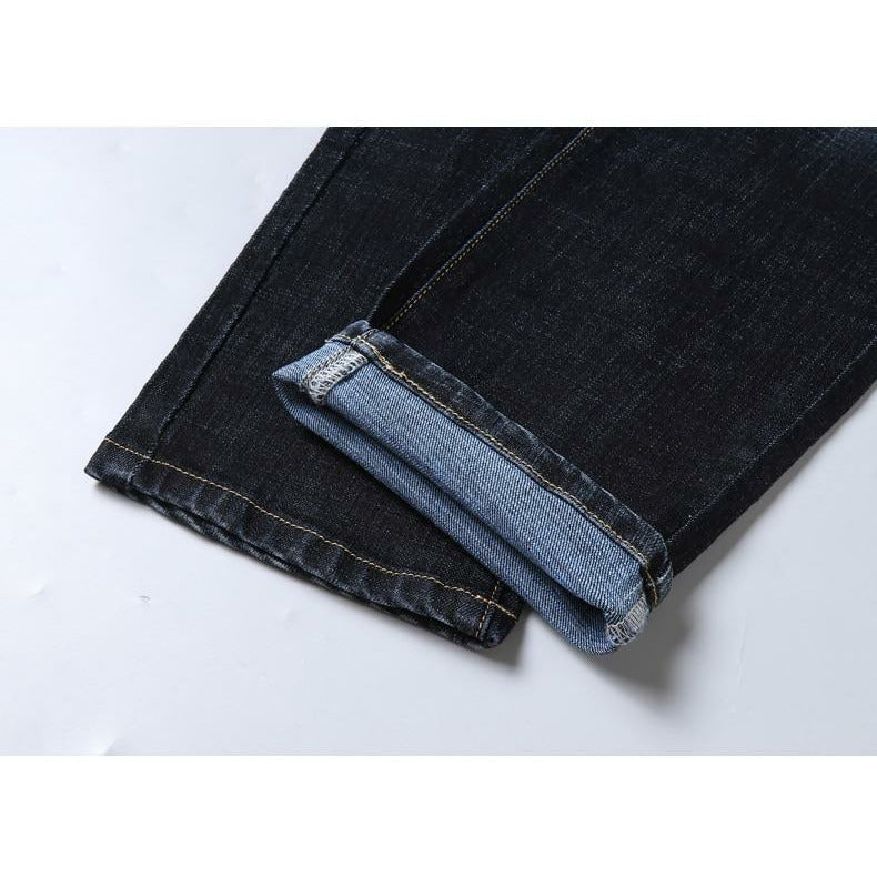 Spring New Classic Blue Black Slim-fit Jeans