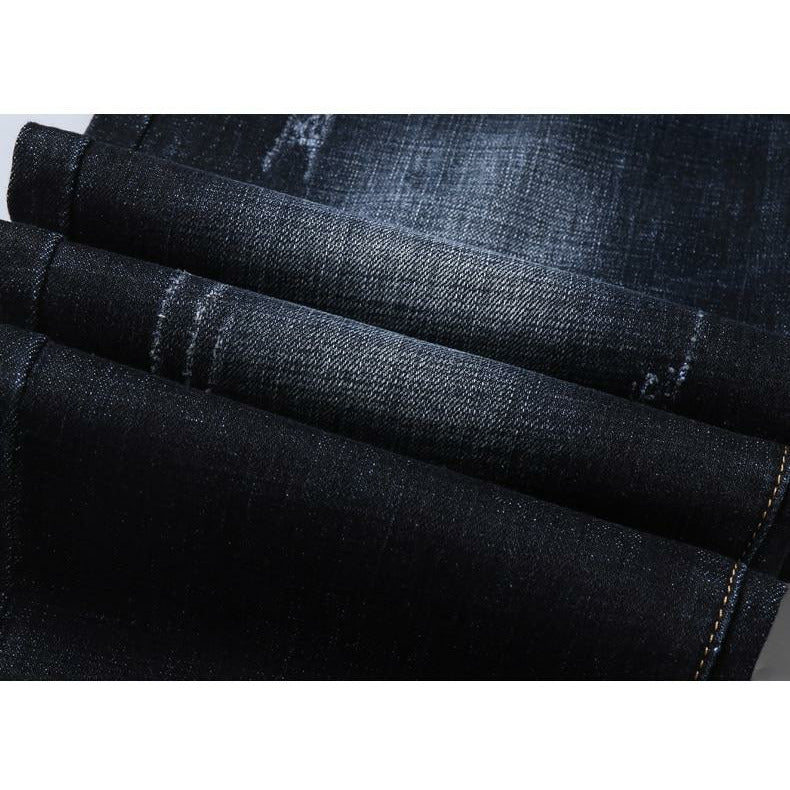 Spring New Classic Blue Black Slim-fit Jeans