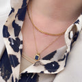 18K Gold Black Stone Necklace