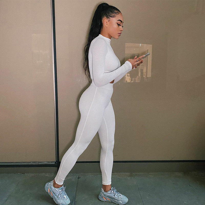 Long Sleeve Crop Tops And Legging Pants Set