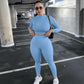 Long Sleeve Crop Tops And Legging Pants Set