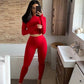 Long Sleeve Crop Tops And Legging Pants Set