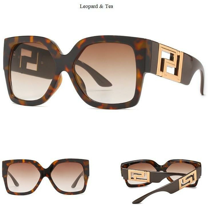 Black Leopard Square Sunglasses