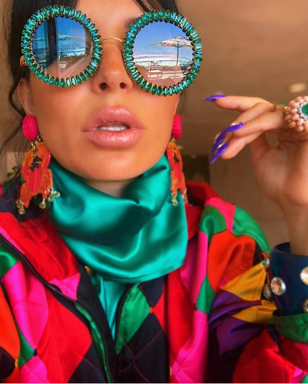 Rhinestone Round Sunglasses